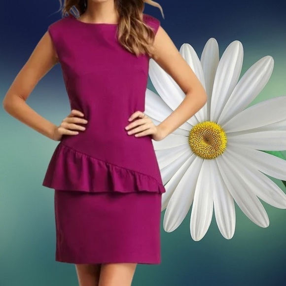 TRINA Turk Bonsoir Peplum Ruffle Dress Purple XS 2 - Picture 8 of 8